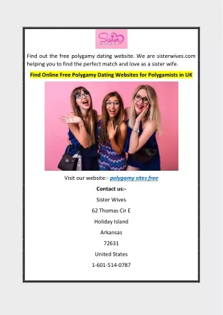 Find Online Free Polygamy Dating Websites for Polygamists in UK