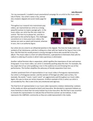 Media Music Video Coursework Essay - Jake Morosini
