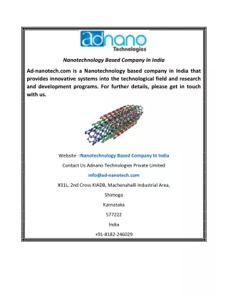 nanotechnology based company in india
