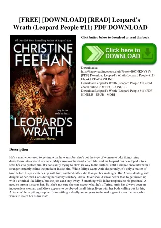 [FREE] [DOWNLOAD] [READ] Leopard's Wrath (Leopard People #11) PDF DOWNLOAD