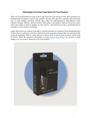 advantages of custom vape boxes for your business