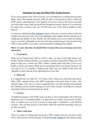 strategies to cope up with upsc exam pressure