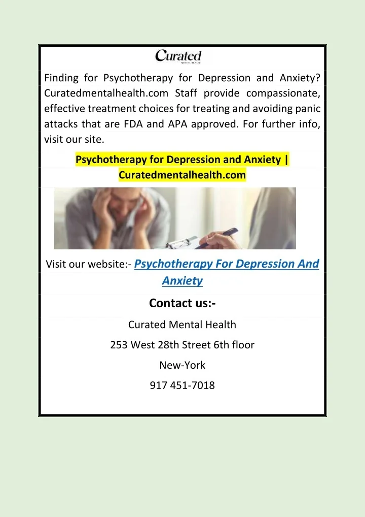 PPT - Psychotherapy for Depression and Anxiety | Curatedmentalhealth ...