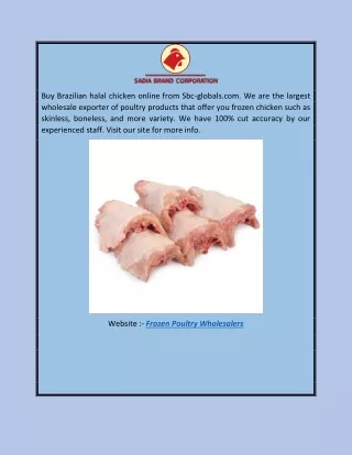 Frozen Poultry Wholesalers | Sbc-globals.com