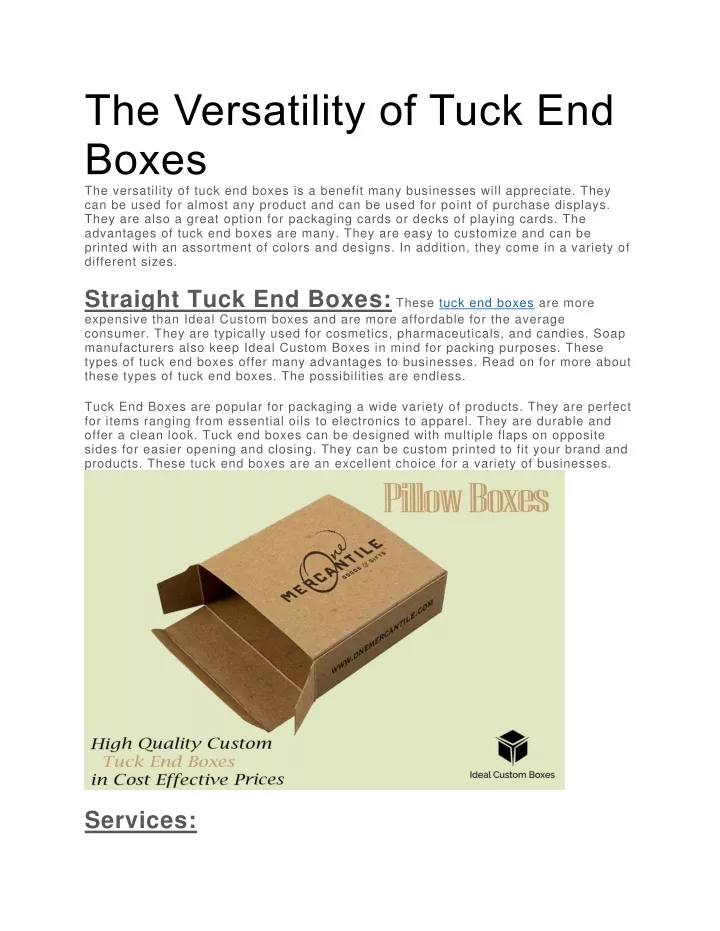 the versatility of tuck end boxes the versatility