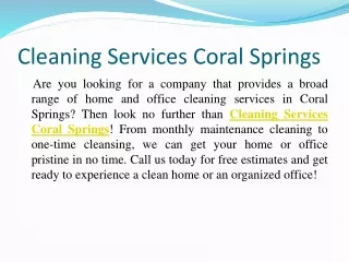 Cleaning Services Coral Springs