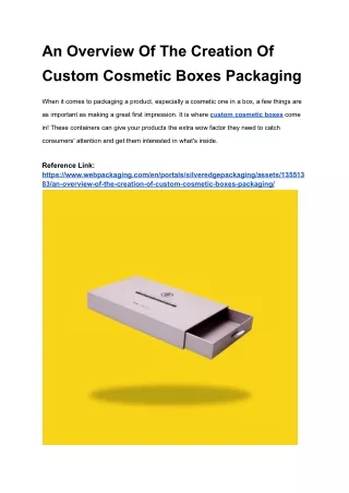 An Overview Of The Creation Of Custom Cosmetic Boxes Packaging