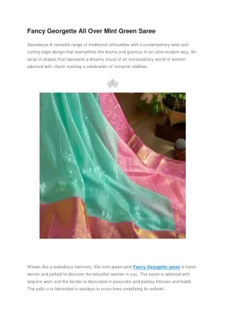 fancy georgette all over mint green saree