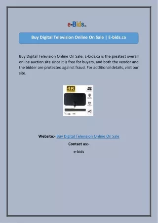 Buy Digital Television Online On Sale E-bids.ca