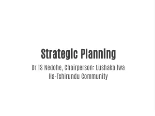 strategic planning dr ts nedohe chairperson