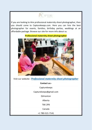 Professional maternity shoot photographer