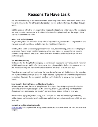 reasons to have lasik