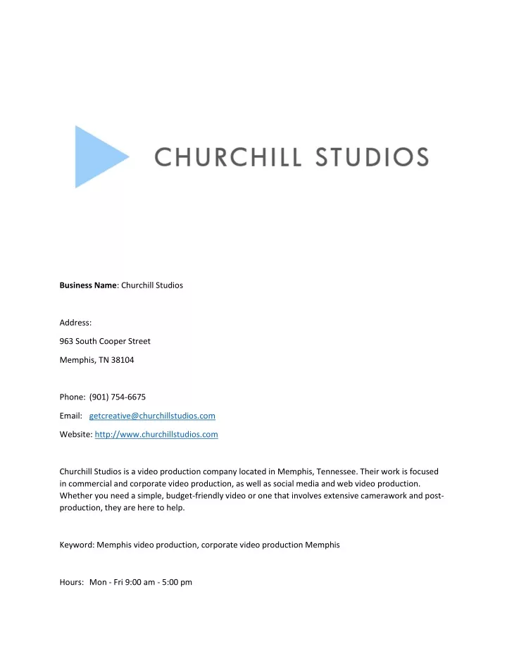 business name churchill studios