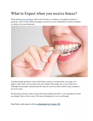 What to Expect when you receive braces