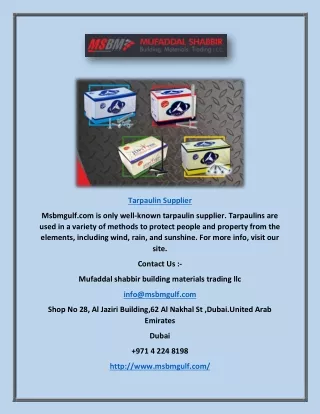 tarpaulin supplier