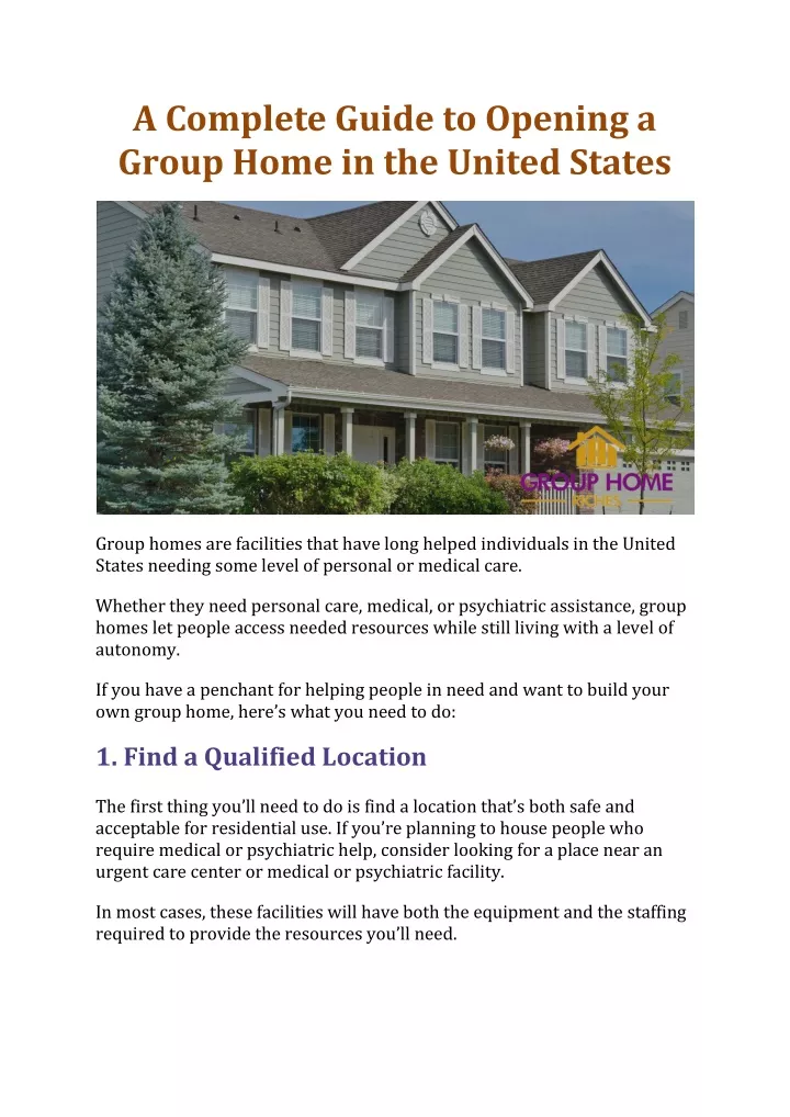 a complete guide to opening a group home