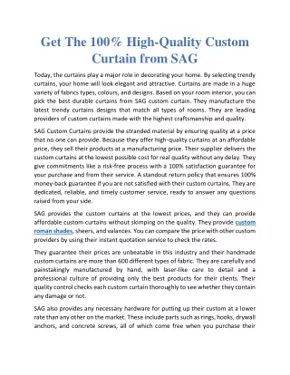 get the 100 high quality custom curtain from sag