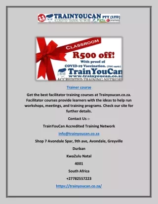 Trainer Course | Trainyoucan.co.za
