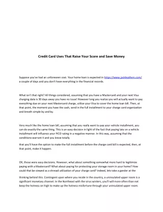 credit card uses that raise your score and save