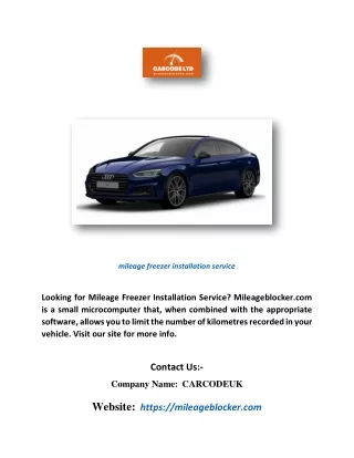 Mileage Freezer Installation Service | Mileageblocker.com