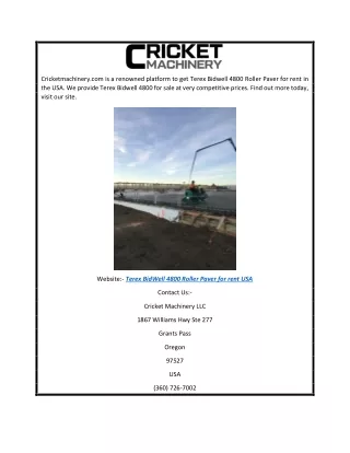 Terex Bidwell 4800 R  Cricketmachinery.comoller Paver for Rent Usa