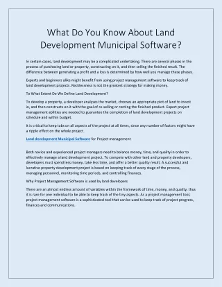 What Do You Know About Land Development Municipal Software
