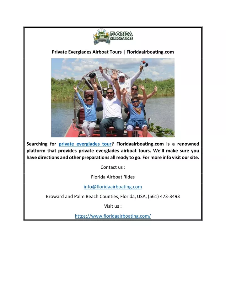 private everglades airboat tours