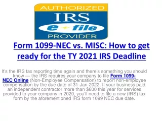 Form 1099-NEC vs. MISC: How to get ready for the TY 2021 IRS Deadline
