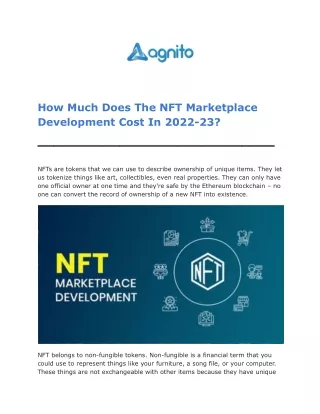 How much does the NFT marketplace development cost in 2022-23