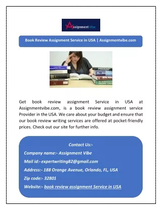 Book Review Assignment Service in USA | Assignmentvibe.com