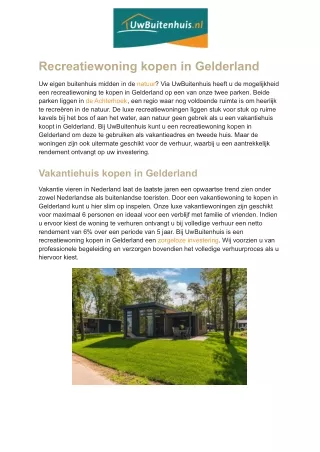 recreatiewoning kopen in gelderland
