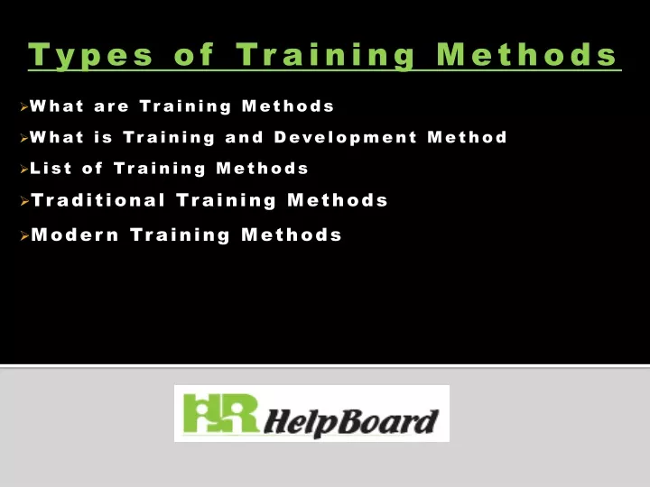 types of training methods what are training