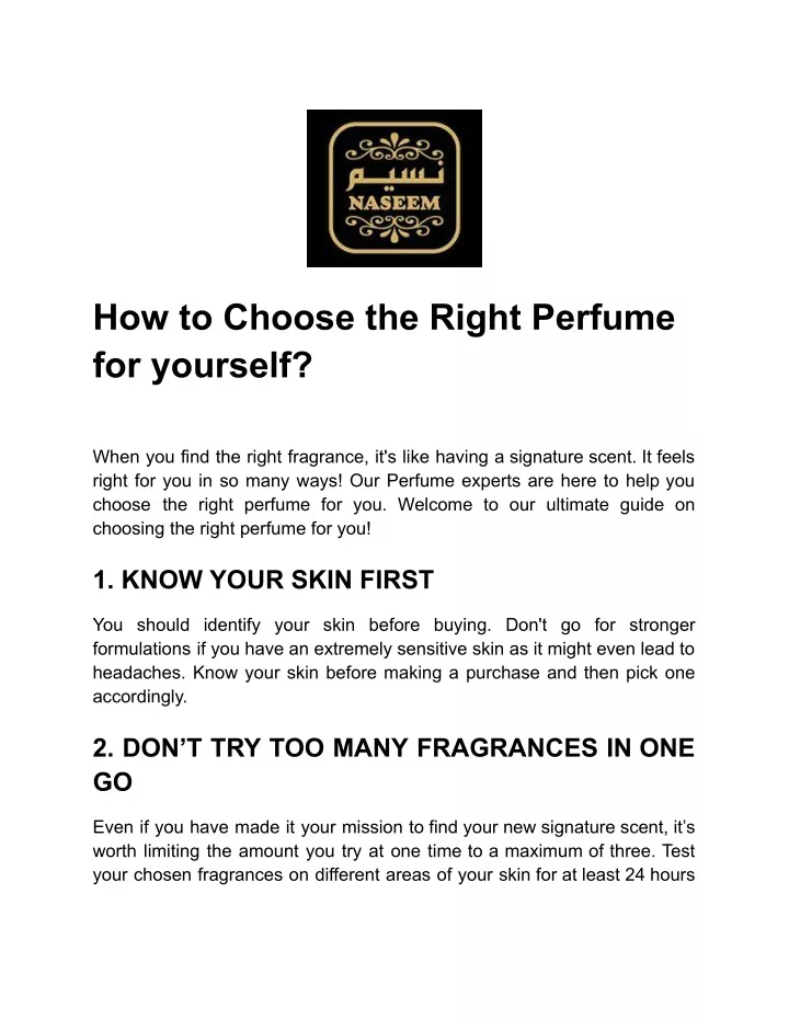 how to choose the right perfume for yourself