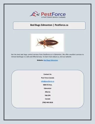 Bed Bugs Edmonton | Pestforce.ca