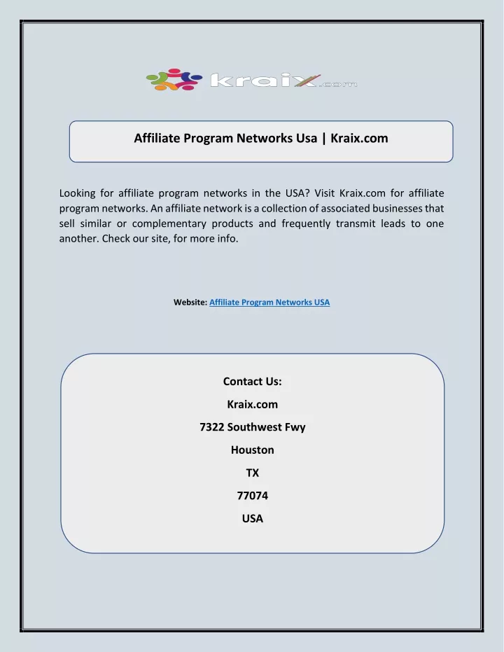 affiliate program networks usa kraix com