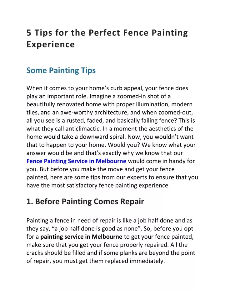 5 tips for the perfect fence painting experience