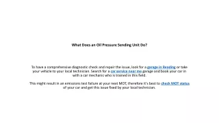 what does an oil pressure sending unit do