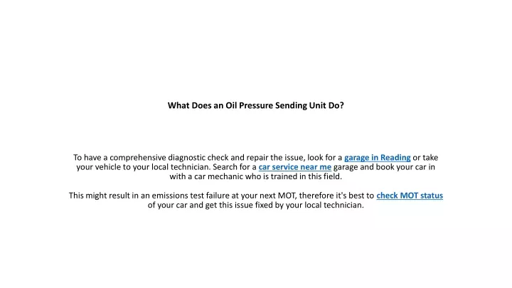 what does an oil pressure sending unit do