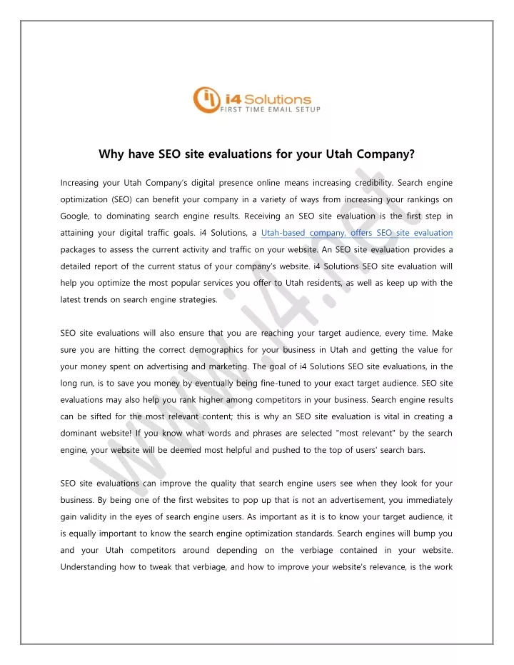 why have seo site evaluations for your utah