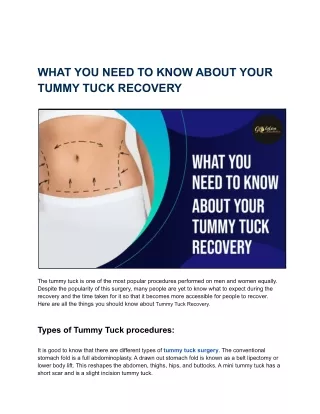 what you need to know about your tummy tuck