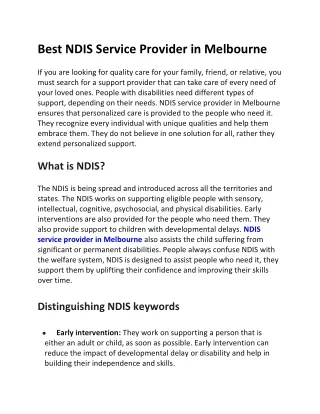 NDIS service provider in Melbourne