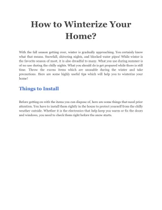 how to winterize your home