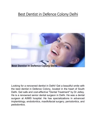 Best Dentist in Defence Colony Delhi