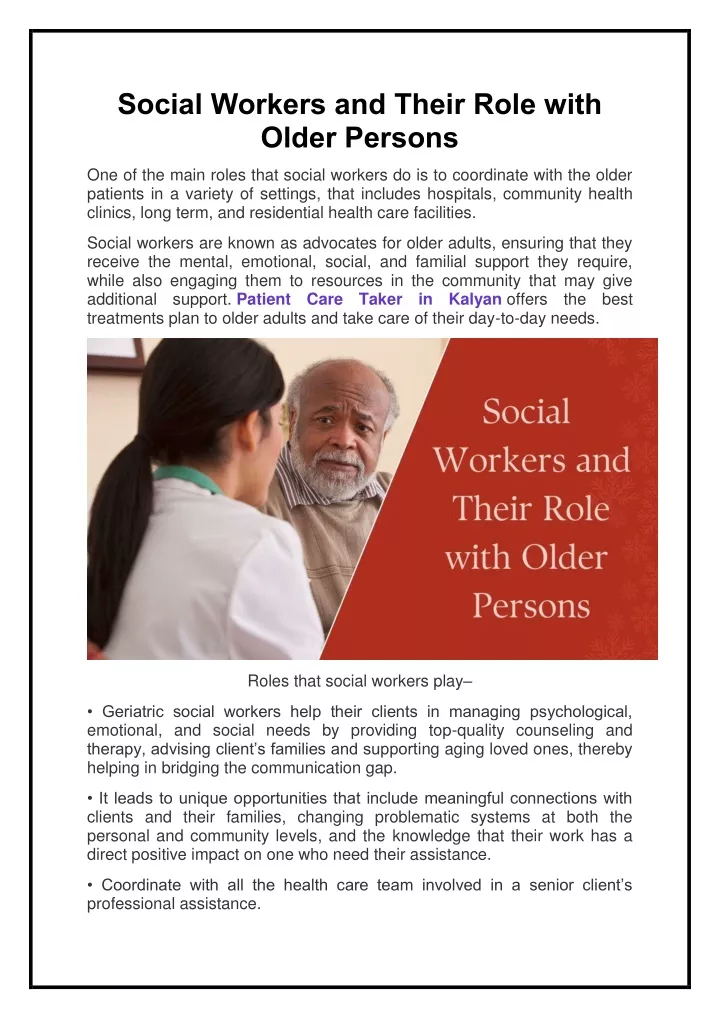 social workers and their role with older persons