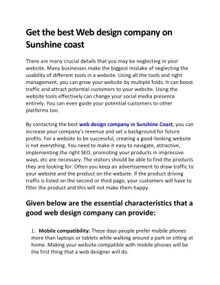 Best web design company in Sunshine Coast