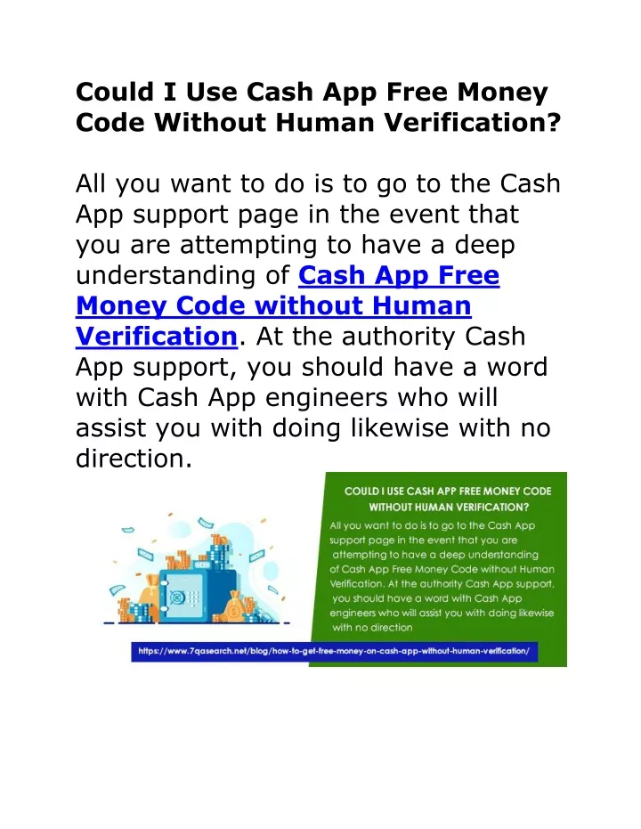 could i use cash app free money code without
