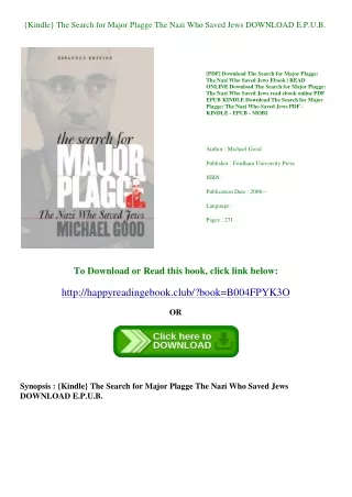 {Kindle} The Search for Major Plagge The Nazi Who Saved Jews DOWNLOAD E.P.U.B.