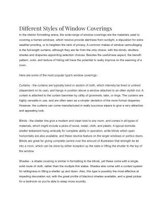 di erent styles of window coverings