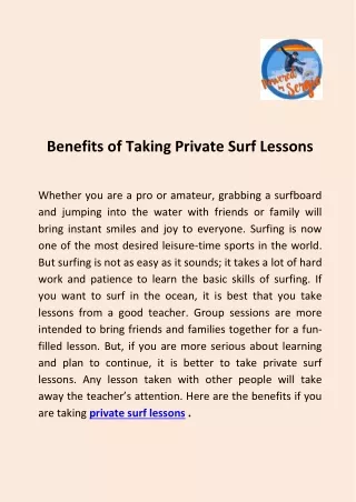 The best private surfing lessons