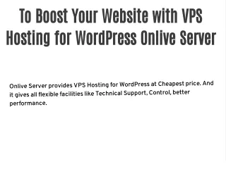 To Boost you Business with VPS Hosting for WordPress